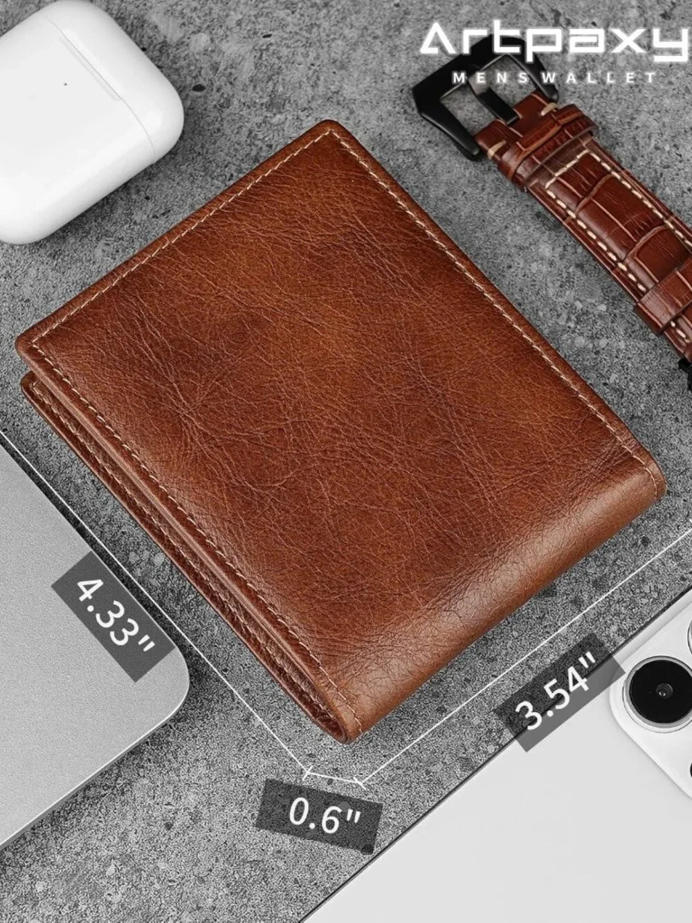 Genuine Leather Bifold Wallet for Men | RFID Blocking, 1 ID Window, 13 Card
